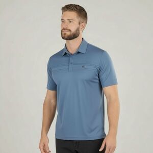 Travis Mathew Blue Short Sleeve Scrambler Golf Polo Large